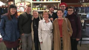 Dr. Jodey Castricano (centre) with faculty members and graduate students at the University of Exeter