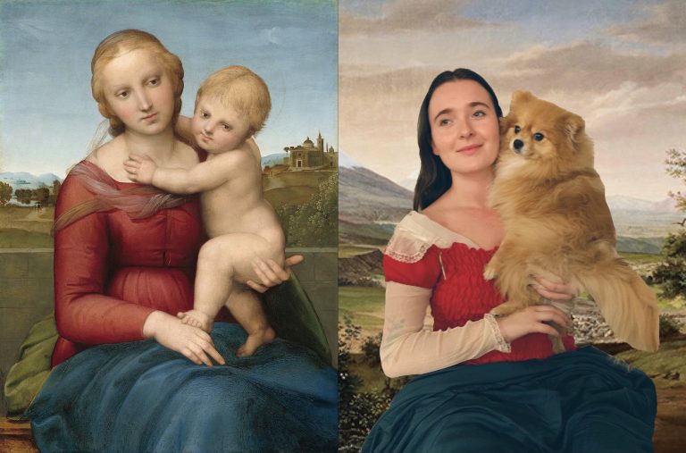 Loran Evans’ Pomeranian “Leo” in Raphael, Small Cowper Madonna