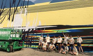 Large-scale mural adds splash of colour to downtown architecture