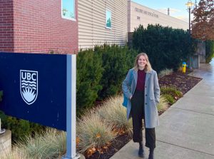 Brianne Christensen at UBC Okanagan after he thesis defiance, November 2023