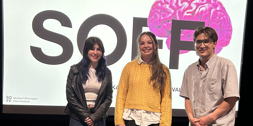 Winners of the film festival (left to right): Jess Williams, Grace McCulloch and Nicholas Volk